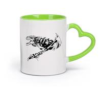 AYUEHBN cerámica Tazas de gres para café y té Dragón alado que escupe fuego abstracto de fantasía （11oz/320ml） Ideal para el hogar, la oficina, cafeterías, ideas de regalo Verde