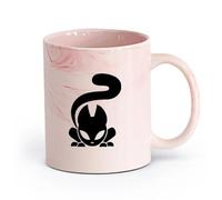 AYUEHBN cerámica Tazas de gres para café y té Gato Animal Mascota Dibujos Animados Cola Bestia （11oz/320ml） Elegante y duradero: apto para microondas y lavavajillas Rosa mármol