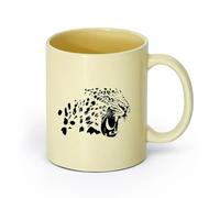 AYUEHBN cerámica Tazas de gres para café y té Gran felino jaguar pantera depredador animal salvaje （11oz/320ml） Oficina, hogar, cafetería, apto para lavavajillas y microondas Beige