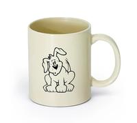 AYUEHBN cerámica Tazas de gres para café y té Perro gracioso mascota animal cachorro cola amigo pies （11oz/320ml） Para leche, té, cola y agua Amarillo claro