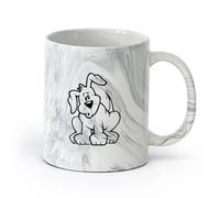 AYUEHBN cerámica Tazas de gres para café y té Perro gracioso mascota animal cachorro cola amigo pies （11oz/320ml） Para leche, té, cola y agua Negro mármol