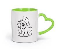 AYUEHBN cerámica Tazas de gres para café y té Perro gracioso mascota animal cachorro cola amigo pies （11oz/320ml） Para leche, té, cola y agua Verde