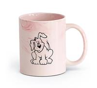 AYUEHBN cerámica Tazas de gres para café y té Perro gracioso mascota animal cachorro cola amigo pies （11oz/320ml） Para leche, té, cola y agua Rosa mármol