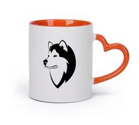 AYUEHBN cerámica Tazas de gres para café y té Perro Husky Amigo Animal Cabeza Tienda de Mascotas Casa （11oz/320ml） Bebidas calientes, espresso Naranja