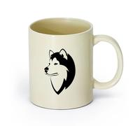 AYUEHBN cerámica Tazas de gres para café y té Perro Husky Amigo Animal Cabeza Tienda de Mascotas Casa （11oz/320ml） Bebidas calientes, espresso Amarillo claro