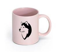 AYUEHBN cerámica Tazas de gres para café y té Perro Husky Amigo Animal Cabeza Tienda de Mascotas Casa （11oz/320ml） Bebidas calientes, espresso Rosa