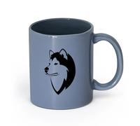 AYUEHBN cerámica Tazas de gres para café y té Perro Husky Amigo Animal Cabeza Tienda de Mascotas Casa （11oz/320ml） Bebidas calientes, espresso Gris azulado