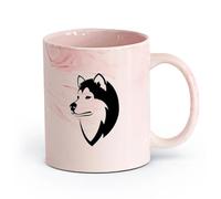 AYUEHBN cerámica Tazas de gres para café y té Perro Husky Amigo Animal Cabeza Tienda de Mascotas Casa （11oz/320ml） Bebidas calientes, espresso Rosa mármol