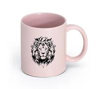 AYUEHBN cerámica Tazas de gres para café y té Retrato de pie de cabeza de león africano, animal salvaje （11oz/320ml） Para té, chocolate caliente Rosa