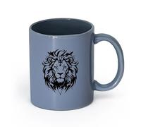 AYUEHBN cerámica Tazas de gres para café y té Retrato de pie de cabeza de león africano, animal salvaje （11oz/320ml） Para té, chocolate caliente Gris azulado