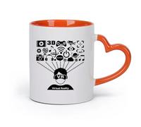 AYUEHBN cerámica Tazas de gres para café y té Usuario de auriculares de realidad virtual VR Jugador Jugador （11oz/320ml） Para el hogar y la oficina Naranja