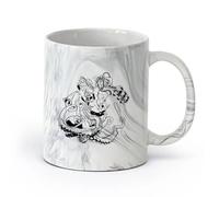AYUEHBN cerámica Tazas de porcelana Animales de fantasía de batalla Mono Gorila Pulpo Agarrando Rabia （11oz/320ml） Regalo para hombre o mujer Negro mármol
