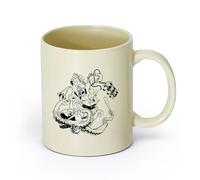 AYUEHBN cerámica Tazas de porcelana Animales de fantasía de batalla Mono Gorila Pulpo Agarrando Rabia （11oz/320ml） Regalo para hombre o mujer Amarillo claro