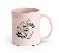 AYUEHBN cerámica Tazas de porcelana Animales de fantasía de batalla Mono Gorila Pulpo Agarrando Rabia （11oz/320ml） Regalo para hombre o mujer Rosa mármol