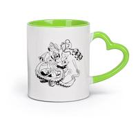 AYUEHBN cerámica Tazas de porcelana Animales de fantasía de batalla Mono Gorila Pulpo Agarrando Rabia （11oz/320ml） Regalo para hombre o mujer Verde