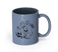 AYUEHBN cerámica Tazas de porcelana Animales de fantasía de batalla Mono Gorila Pulpo Agarrando Rabia （11oz/320ml） Regalo para hombre o mujer Gris azulado