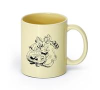 AYUEHBN cerámica Tazas de porcelana Animales de fantasía de batalla Mono Gorila Pulpo Agarrando Rabia （11oz/320ml） Regalo para hombre o mujer Beige