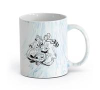 AYUEHBN cerámica Tazas de porcelana Animales de fantasía de batalla Mono Gorila Pulpo Agarrando Rabia （11oz/320ml） Regalo para hombre o mujer Azul mármol