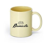 AYUEHBN cerámica Tazas de porcelana Cita motivadora de yoga, palabras relajantes, letras inspiradoras de Namaste （11oz/320ml） Gran regalo para parejas Beige