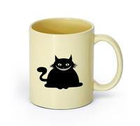 AYUEHBN cerámica Tazas de porcelana Dibujos animados de mascotas locas con sonrisa de gato de Cheshire para guardería （11oz/320ml） Para espresso, juego de té Beige