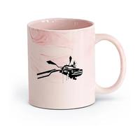 AYUEHBN cerámica Tazas de porcelana Resumen de carreras de coches antiguos, aplastamiento en carretera, supergaraje （11oz/320ml） Apto para lavavajillas Rosa mármol
