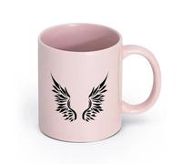 AYUEHBN cerámica Tazas de té, café y chocolate caliente Alas de ángel, plumas de pájaro （11oz/320ml） para amantes del café, mejores amigos del trabajo, compañeros de trabajo y amigos Rosa