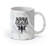 AYUEHBN cerámica Tazas de té, café y chocolate caliente Alas de llama de fuego tribales de niña hada （11oz/320ml） Para té, chocolate caliente Negro mármol