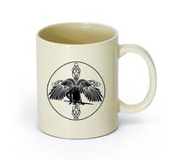 AYUEHBN cerámica Tazas de té, café y chocolate caliente Ángel celta con alas y espada de la cruz （11oz/320ml） Cappuccino, Latte Macchiato, té, espresso Amarillo claro