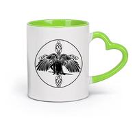 AYUEHBN cerámica Tazas de té, café y chocolate caliente Ángel celta con alas y espada de la cruz （11oz/320ml） Cappuccino, Latte Macchiato, té, espresso Verde