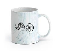 AYUEHBN cerámica Tazas de té, café y chocolate caliente Bádminton Resumen Raqueta Deporte Tenis Juegos （11oz/320ml） Para café, avena, té, fácil de limpiar Azul mármol
