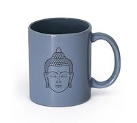 AYUEHBN cerámica Tazas de té, café y chocolate caliente Buda Cara Cabeza Budismo India Dios Religión （11oz/320ml） Para té, café y bebidas calientes Gris azulado