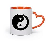 AYUEHBN cerámica Tazas de té, café y chocolate caliente Círculo Yin Yang Símbolo Filosofía Oriental Zen （11oz/320ml） Regalo para hombre o mujer Naranja