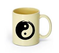 AYUEHBN cerámica Tazas de té, café y chocolate caliente Círculo Yin Yang Símbolo Filosofía Oriental Zen （11oz/320ml） Regalo para hombre o mujer Beige