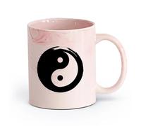 AYUEHBN cerámica Tazas de té, café y chocolate caliente Círculo Yin Yang Símbolo Filosofía Oriental Zen （11oz/320ml） Regalo para hombre o mujer Rosa mármol