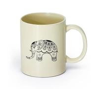 AYUEHBN cerámica Tazas de té, café y chocolate caliente Dios elefante de la India, hinduismo （11oz/320ml） Regalo único de oficina para mujeres y hombres Amarillo claro