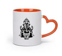AYUEHBN cerámica Tazas de té, café y chocolate caliente Ganesha Cabeza Elefante Dios Indio Hinduismo （11oz/320ml） Para té, chocolate caliente Naranja