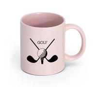 AYUEHBN cerámica Tazas de té, café y chocolate caliente Palos de golf Deporte Putters Bola （11oz/320ml） Para café, sopa, té, leche, latte, chocolate caliente, para mujeres y hombres Rosa