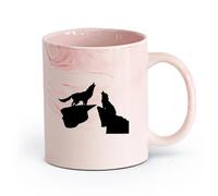 AYUEHBN cerámica Tazas de té, café y chocolate caliente Pareja nocturna Lobos aúllan Depredador Animal （11oz/320ml） Bebidas calientes, espresso Rosa mármol