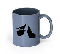AYUEHBN cerámica Tazas de té, café y chocolate caliente Pareja nocturna Lobos aúllan Depredador Animal （11oz/320ml） Bebidas calientes, espresso Gris azulado