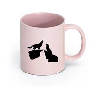 AYUEHBN cerámica Tazas de té, café y chocolate caliente Pareja nocturna Lobos aúllan Depredador Animal （11oz/320ml） Bebidas calientes, espresso Rosa