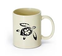 AYUEHBN cerámica Tazas de té, café y chocolate caliente Patrones de tortugas Animales marinos （11oz/320ml） Taza de cerámica para capuchino, té, leche Amarillo claro