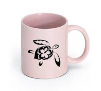 AYUEHBN cerámica Tazas de té, café y chocolate caliente Patrones de tortugas Animales marinos （11oz/320ml） Taza de cerámica para capuchino, té, leche Rosa