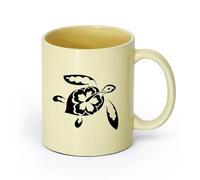 AYUEHBN cerámica Tazas de té, café y chocolate caliente Patrones de tortugas Animales marinos （11oz/320ml） Taza de cerámica para capuchino, té, leche Beige