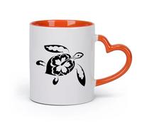 AYUEHBN cerámica Tazas de té, café y chocolate caliente Patrones de tortugas Animales marinos （11oz/320ml） Taza de cerámica para capuchino, té, leche Naranja