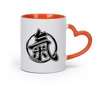 AYUEHBN cerámica Tazas de té, café y chocolate caliente Signo de letra jeroglífica del círculo Enzo （11oz/320ml） Bebidas calientes, espresso Naranja