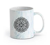 AYUEHBN cerámica Tazas de té, café y chocolate caliente Símbolo Mandala Budismo Hinduismo Religión Loto （11oz/320ml） Para café, avena, té, fácil de limpiar Azul mármol