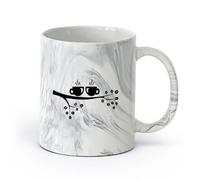 AYUEHBN cerámica Tazas de té, café y chocolate caliente Tazas de Café Rama Buenos Días （11oz/320ml） Para café, sopa, té, leche, latte, chocolate caliente, para mujeres y hombres Negro mármol