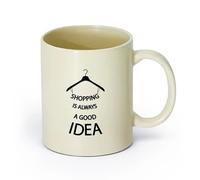 AYUEHBN cerámica Tazas de té y café Colgador de citas con buenas ideas para compras en tiendas de moda （11oz/320ml） Bebidas calientes, espresso Amarillo claro