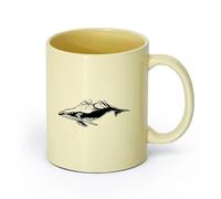 AYUEHBN cerámica Tazas de té y café con estilo Ballena azul, animal marino, montañas, paisaje, estilo marino （11oz/320ml） Para el hogar o el trabajo Beige