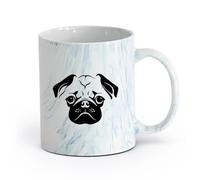 AYUEHBN cerámica Tazas de té y café con estilo Cabeza de perro cachorro Hogar Mascotas Amigo animal （11oz/320ml） Oficina, hogar, cafetería, apto para lavavajillas y microondas Azul mármol